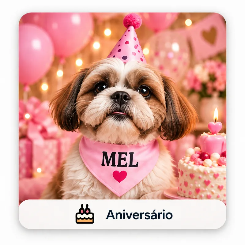 Exemplo de ensaio de aniversário para pet